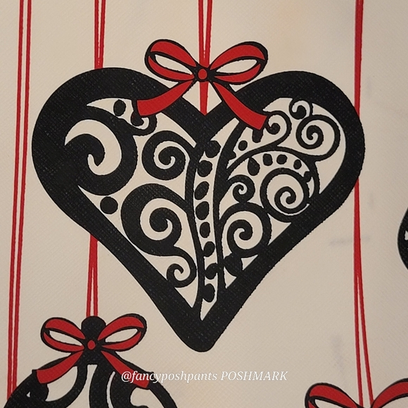 BRIGHTON holiday love notes tote bag purse w/logo heart zipper pull black red - Picture 12 of 17